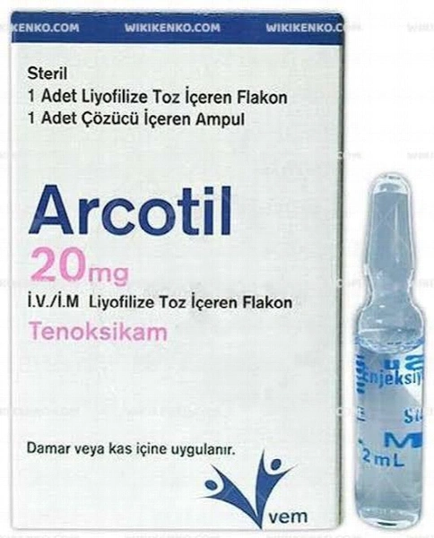 ARCOTIL 20 MG IV/IM LIYOFILIZE TOZ ICEREN FALAKON (1 FLAKON+1 COZUCU AMPUL)